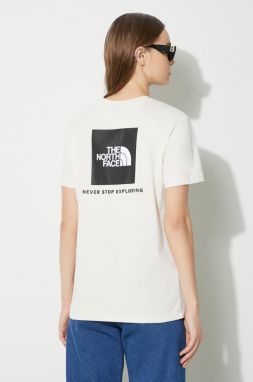 Bavlnené tričko The North Face W S/S Relaxed Redbox Tee dámske, béžová farba, NF0A87NKQLI1