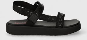 Sandále HUGO Emma dámske, čierna farba, na platforme, 50517560