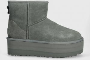 Semišové snehule UGG Classic Mini Platform šedá farba, 1134991