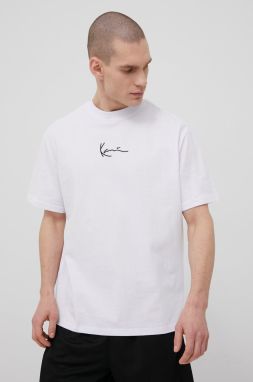 Bavlnené tričko Karl Kani KKMQ12002WHT-white, biela farba, s nášivkou