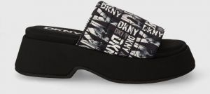 Šľapky Dkny IDRIS SKYLINE dámske, čierna farba, na platforme, K1422030