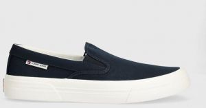 Tenisky Tommy Jeans TJM SLIP ON CANVAS COLOR pánske, tmavomodrá farba, EM0EM01366