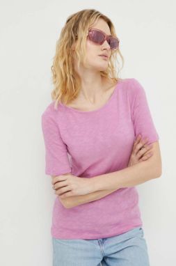 Bavlnené tričko Marc O'Polo dámsky, ružová farba