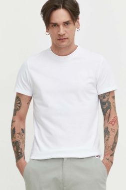 Bavlnené tričko Superdry pánsky, biela farba, jednofarebný