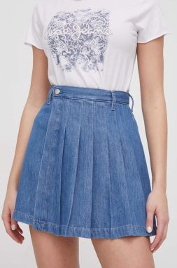 Rifľová sukňa Pepe Jeans mini, áčkový strih