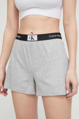 Bavlnené šortky Calvin Klein Underwear šedá farba, s potlačou, vysoký pás