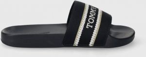 Šľapky Tommy Hilfiger HILFIGER POOLSLIDE WITH WEBBING dámske, tmavomodrá farba, FW0FW07845