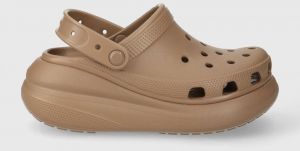 Šľapky Crocs Classic Crush Clog dámske, hnedá farba, na platforme, 207521