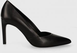 Kožené ihličky Calvin Klein HEEL PUMP 90 LEATHER čierna farba, HW0HW01928