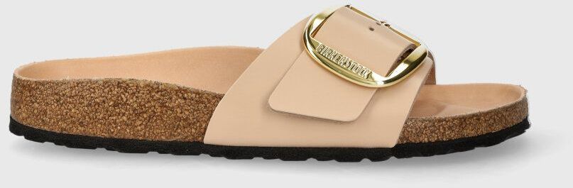 Kožené šľapky Birkenstock Madrid Big Buckle dámske, béžová farba, 1026496