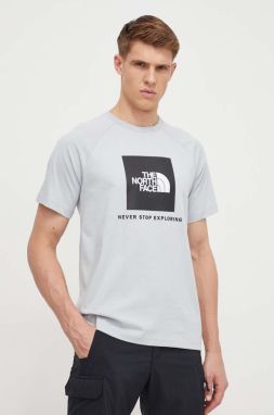 Bavlnené tričko The North Face pánsky, šedá farba, s potlačou
