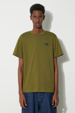 Tričko The North Face M S/S Simple Dome Tee pánske, zelená farba, s potlačou, NF0A87NGPIB1