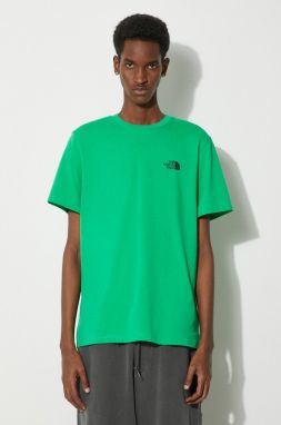 Tričko The North Face M S/S Simple Dome Tee pánske, zelená farba, s potlačou, NF0A87NGPO81