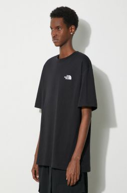 Bavlnené tričko The North Face M S/S Essential Oversize Tee pánske, čierna farba, s potlačou, NF0A87NRJK31