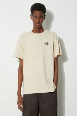 Tričko The North Face M S/S Simple Dome Tee pánske, béžová farba, s potlačou, NF0A87NG3X41