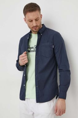 Bavlnená košeľa Pepe Jeans Prince pánska, tmavomodrá farba, regular, s golierom button-down