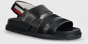 Kožené sandále Tommy Hilfiger ELEVATED STRAPPY SANDAL pánske, tmavomodrá farba, FM0FM05008