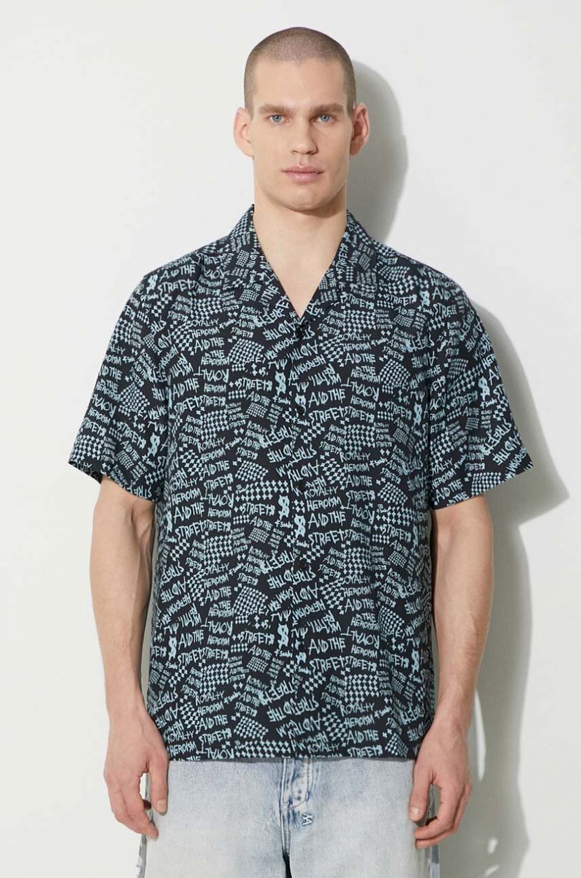 Košeľa KSUBI heroism ss shirt pánska, čierna farba, regular, MPS24SH013