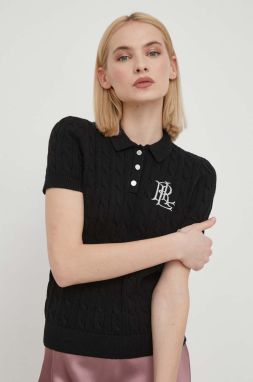 Bavlnený sveter Lauren Ralph Lauren čierna farba