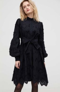 Bavlnené šaty Bruuns Bazaar čierna farba, mini, oversize