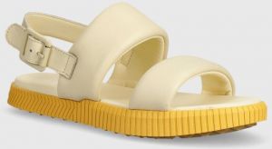 Kožené sandále Sorel ONA STREETWORKS GO-TO FL dámske, béžová farba, 2070231292