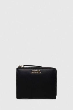 Kožená peňaženka Tommy Hilfiger dámsky, čierna farba