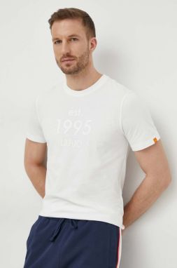 Bavlnené tričko Liu Jo pánsky, biela farba, s potlačou