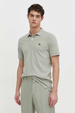 Polo tričko Abercrombie & Fitch pánsky, zelená farba, jednofarebný