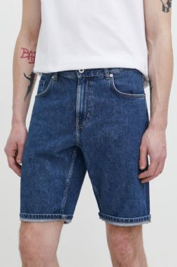 Rifľové krátke nohavice Karl Lagerfeld Jeans pánske, tmavomodrá farba