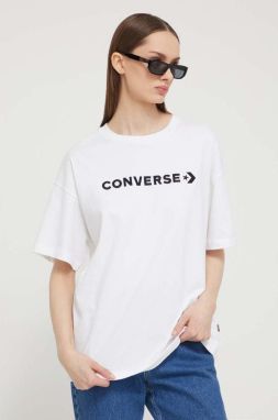 Bavlnené tričko Converse dámsky, béžová farba