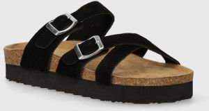 Semišové sandále Answear Lab dámske, čierna farba, na platforme