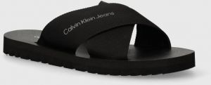 Šľapky Calvin Klein Jeans CROSS SANDAL SLIPON RP IN BTW pánske, čierna farba, YM0YM00942
