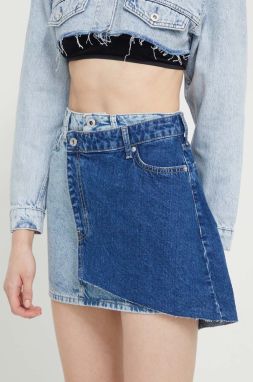 Rifľová sukňa Karl Lagerfeld Jeans mini, áčkový strih