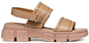 Kožené sandále Geox D LISBONA dámske, béžová farba, na platforme, D45PSA 000TU C8191
