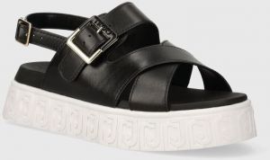 Kožené sandále Liu Jo LOVELY SANDAL 01 dámske, čierna farba, na platforme, BA4131P010222222