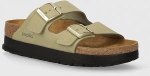 Nubukové papuče Birkenstock Arizona Platform Flex Birkenstock x Papillio zelená farba, na platforme, 1026971