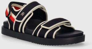 Sandále Tommy Hilfiger CORPORATE SPORTY SANDAL dámske, tmavomodrá farba, FW0FW07737