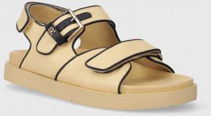 Sandále Tommy Hilfiger RAFIA SPORTY SANDAL dámske, béžová farba, FW0FW07896