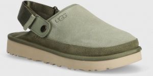 Semišové papuče UGG Goldencoast Clog zelená farba, 1142172