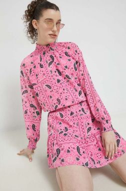 Šaty HUGO ružová farba, mini, áčkový strih