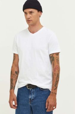 Bavlnené tričko Samsoe Samsoe biela farba, jednofarebný