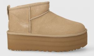 Semišové snehule UGG Classic Ultra Mini Platform béžová farba, 1135092