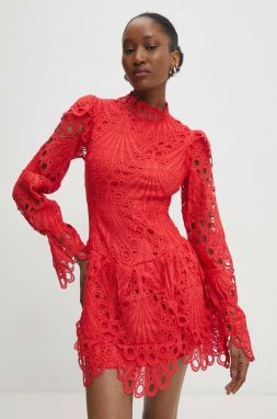Bavlnené šaty Answear Lab červená farba, mini, áčkový strih