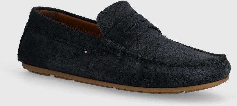 Semišové mokasíny Tommy Hilfiger CASUAL SUEDE DRIVER pánske, tmavomodrá farba, FM0FM04998