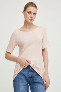Bavlnené tričko Marc O'Polo dámsky, ružová farba