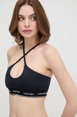 Plavková podprsenka Calvin Klein čierna farba, mäkké košíky