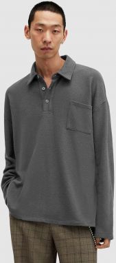 Tričko s dlhým rukávom AllSaints ERIS pánske, šedá farba, jednofarebné