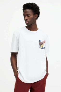 Bavlnené tričko AllSaints ROLLER pánske, biela farba, s potlačou
