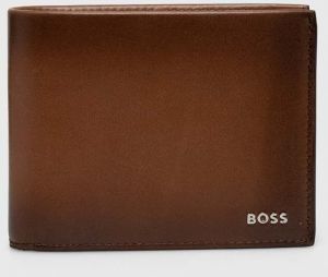 Kožená peňaženka BOSS pánsky, hnedá farba