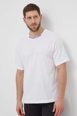 Bavlnené tričko The North Face pánsky, biela farba, s potlačou